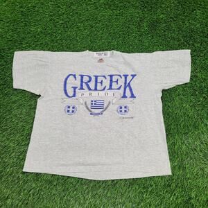 Vintage 90s Greek Pride Shirt Womens Large 22x22 Boxy Gray